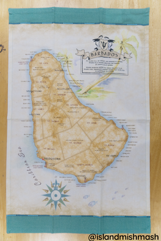 Barbados Tea Towel - Island Map