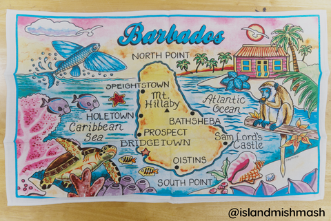 Barbados Tea Towel - Map