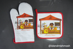 Trinidad Kitchen Mitten & Pot Holder Set - "D ROTI KING"